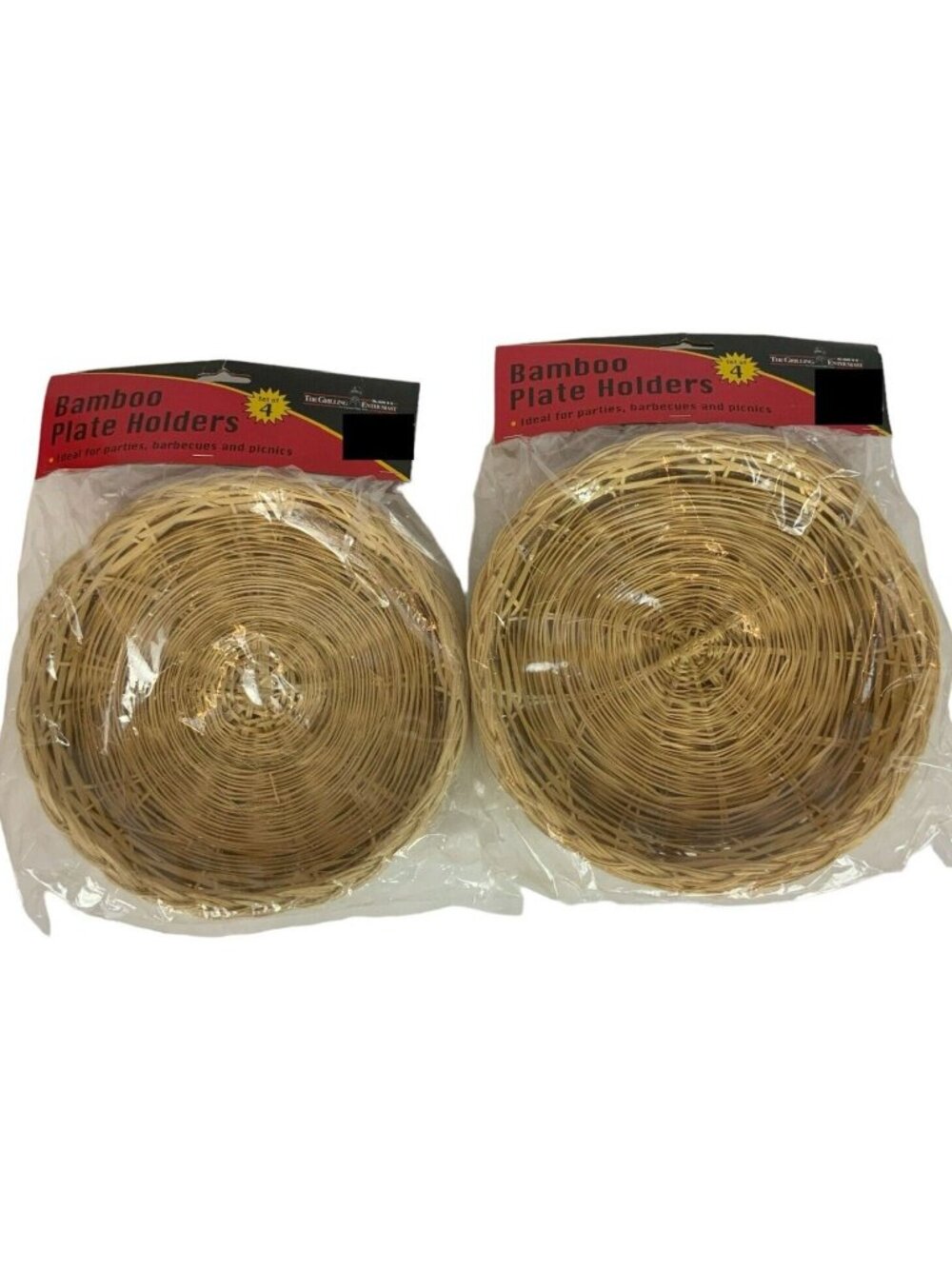 Bamboo Paper Plate Holders Two Packs of 4 Total of 8 Barbecue Picnic Cookout